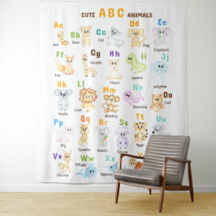 Tenture Alphabet Animal ABC Mets animaux