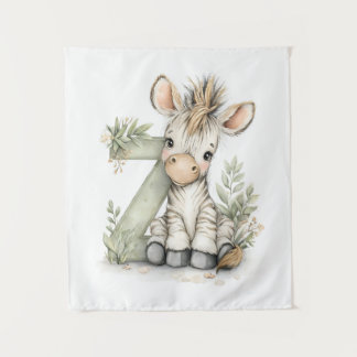 Tenture Alphabet Animaux Bébés Aquarelle Mignons Zèbre