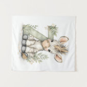 Tenture Alphabet Animaux Bébés Aquarelle Mignons Zèbre (Devant (Horizontal))