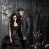 Tenture Alter gothique sombre et maussade avec crânes Tail