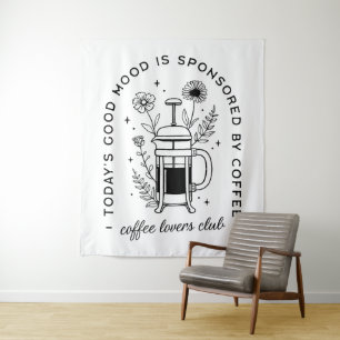 Tenture Amateur de café fille floral cottagecore esthétiqu