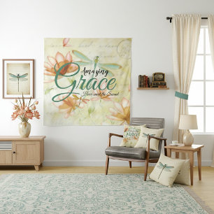 Tenture Amazing Grace Fleurs et libellule