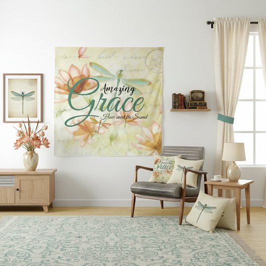 Tenture Amazing Grace Fleurs et libellule