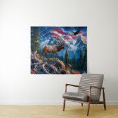 Tenture American Flag and Elk Tapestry (En situation (horizontale))