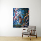 Tenture American Flag and Elk Tapestry (En situation)