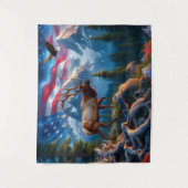 Tenture American Flag and Elk Tapestry (Devant)