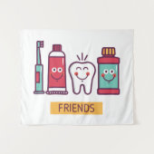 Tenture Amis oraux de soin de bande dessinée (Devant (Horizontal))