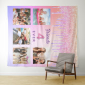 Tenture Amis pour toujours photo avec gouttes violet rose  (En situation (horizontale))