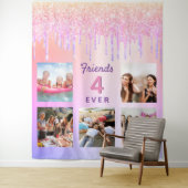 Tenture Amis pour toujours photo avec gouttes violet rose  (En situation)