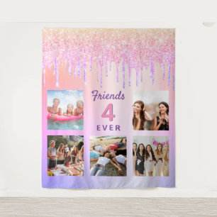 Tenture Amis toujours rose vif violet gouttes photo