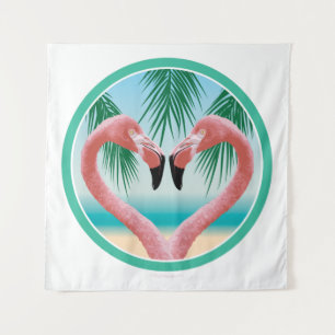 Tenture Amour du Flamant rose (Saint-Valentin tropical)