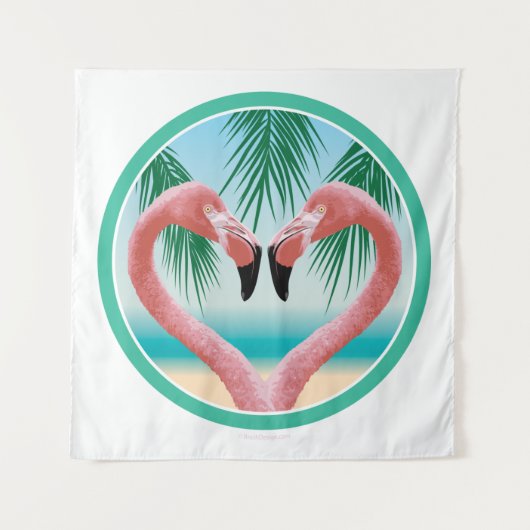 Tenture Amour du Flamant rose (Saint-Valentin tropical) (Devant)