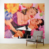 Tenture amour en fleurs (En situation (horizontale))