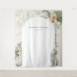 Tenture Amour Sauvage Photobooth de verdure boho en macr