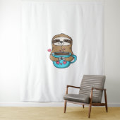 Tenture Amoureux De Café Chibi Sloth - Cute Kawaii Sloth H (En situation)