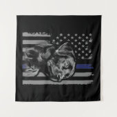 Tenture Amoureux des chiens | Black Labrador American Flag (Devant (Horizontal))