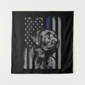 Tenture Amoureux des chiens | Black Labrador American Flag (Devant)