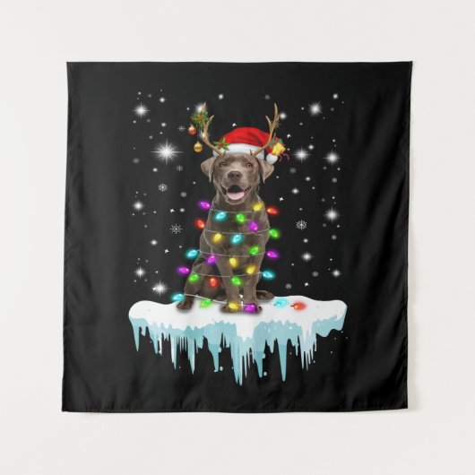 Tenture Amoureux des chiens| Chocolat Labrador Christmas L (Devant)