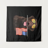 Tenture Amoureux des chiens | Chocolat Labrador USA Americ (Devant (Horizontal))