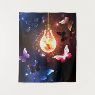 Tenture Ampoule lumineuse avec papillons nocturnes