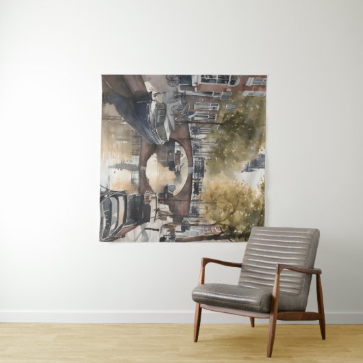 Tenture Amsterdam aquarelle (En situation (horizontale))