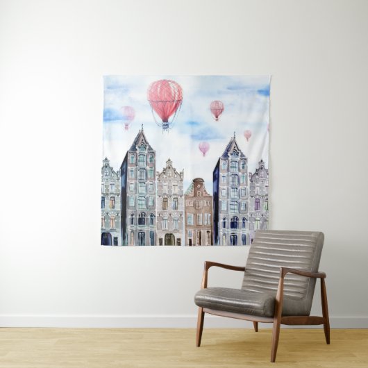 Tenture Amsterdam en montgolfière (En situation)