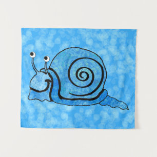 Tenture Amusant Bon Escargot Bleu Clair