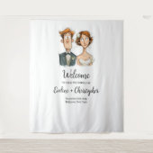 Tenture Amusante mariée et Mariage de chambre fond d'aquar (Devant)