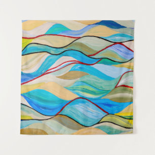 Tenture An abstract painting with wavelike shapes in paste