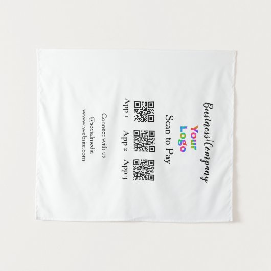 Tenture Analyser pour payer le logo de l'entreprise Q R co (Devant (Horizontal))