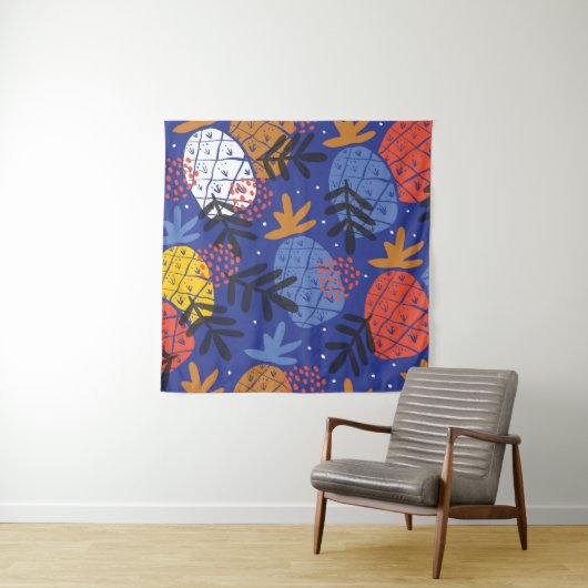 Tenture Ananas Abstrait Feuille Vintage Motif (En situation)