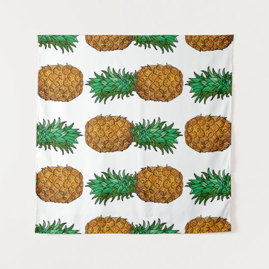 Tenture Ananas avec feuilles. Motif transparent avec tropi (Devant (Horizontal))