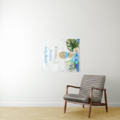 Tenture Ananas Blue Gold Floral Baby shower fond (En situation (horizontale))