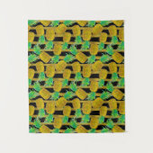 Tenture Ananas d'or sur des rayures (Devant)