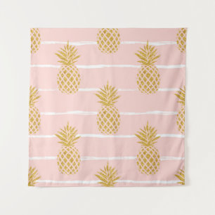 Tenture Ananas en or, Arrière - plan d'été rayé.