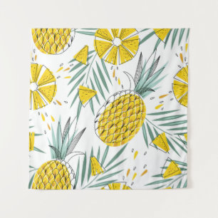 Tenture Ananas juteux : motif vintage brillant.
