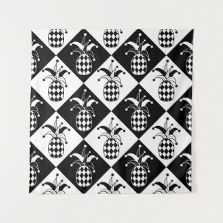 Tenture Ananas stylisé. Arlequin casquette et rhombus. Mer