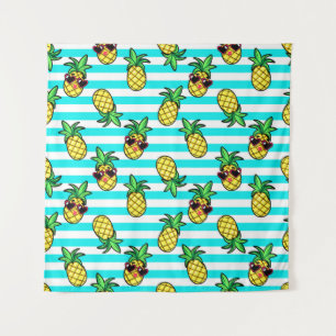 Tenture Ananas Tropical : Motif de lunettes de soleil Retr