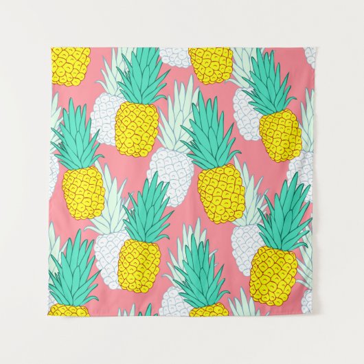 Tenture Ananas Tropical : Rouge Cartoon Chic. (Devant)