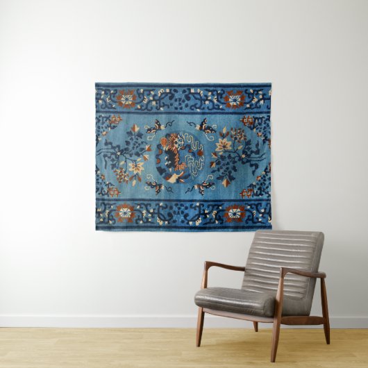 Tenture Ancien Chinois en bleu profond (En situation (horizontale))