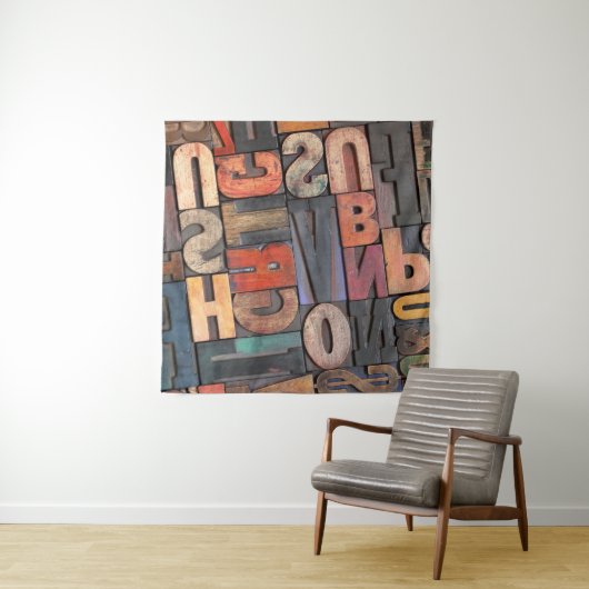 Tenture ancienne lettrerpresse blocs ing avec encre couleu (En situation (horizontale))