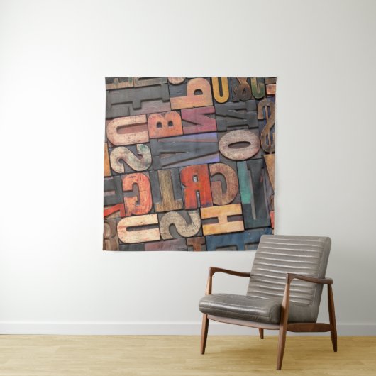 Tenture ancienne lettrerpresse blocs ing avec encre couleu (En situation)