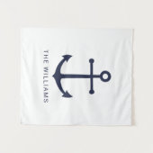 Tenture Ancre bleue marine et nom personnalisé (Devant (Horizontal))