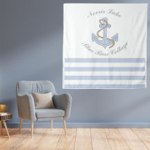 Ancre Bleue Rayures Nautiques Lac Beach Nom de la