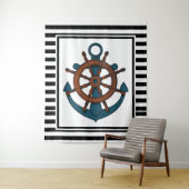 Tenture Ancre et rayures (En situation)