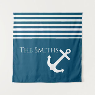 Tenture Ancre et rayures minimalistes Nautiques