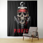 Tenture Ancre Halloween Pirate Skull Cross Bones (En situation)