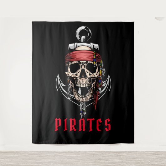 Tenture Ancre Halloween Pirate Skull Cross Bones (Devant)