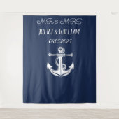 Tenture Ancre Marine M & Mme Mariage Bannière de fond d'éc (Devant)