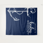 Tenture Ancre nautique Baby shower bleu marine (Devant (Horizontal))